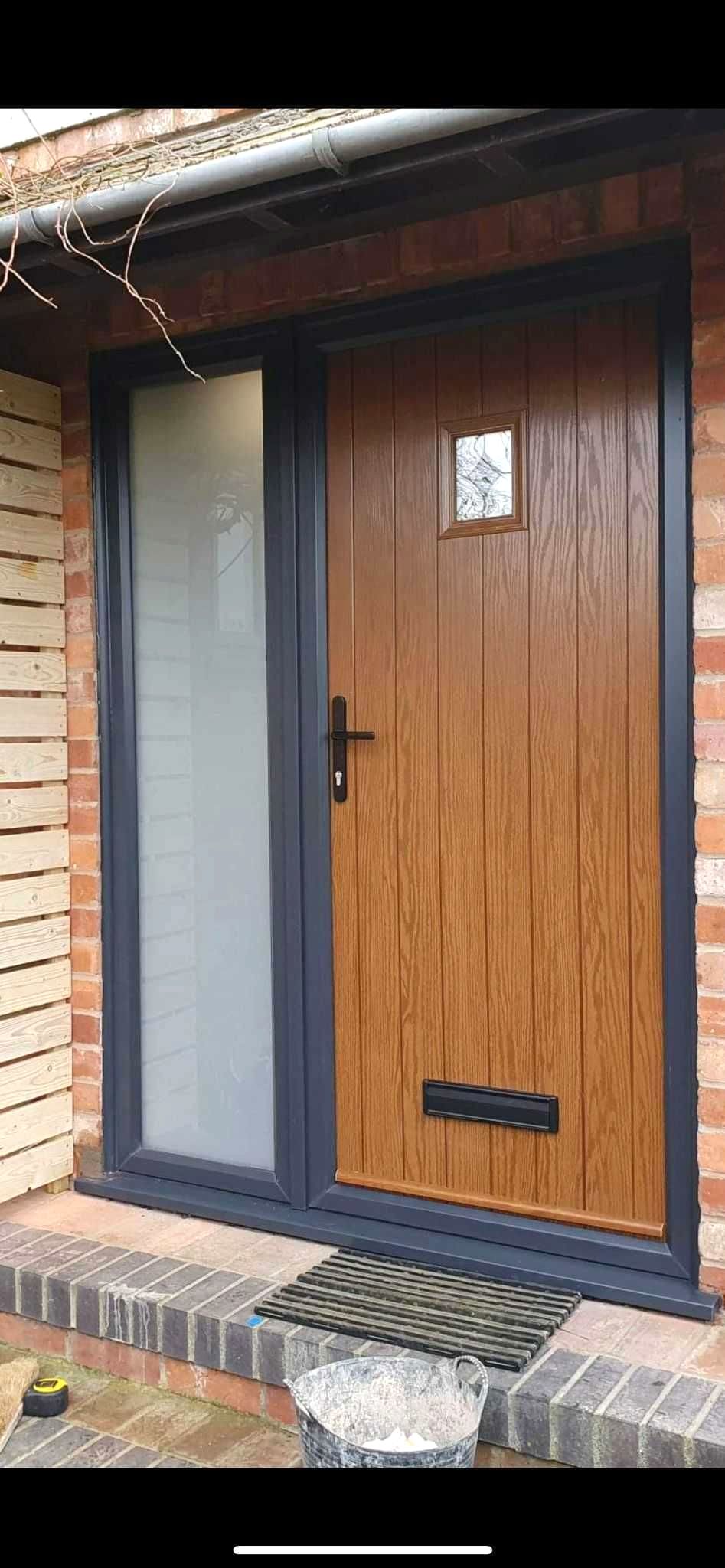 Contemporary oak and grey composite door with side panel in Wantage