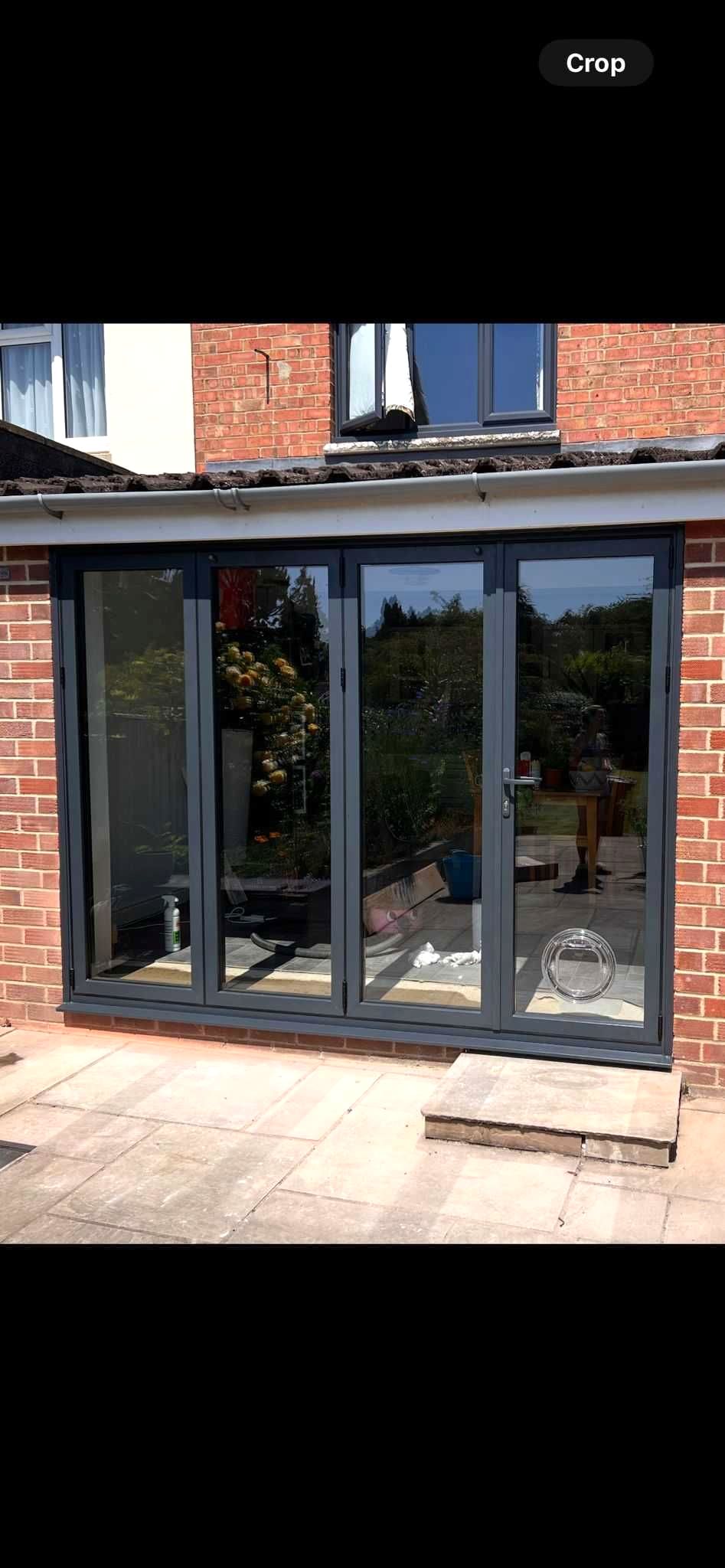 Large bi-fold doors installation on patio